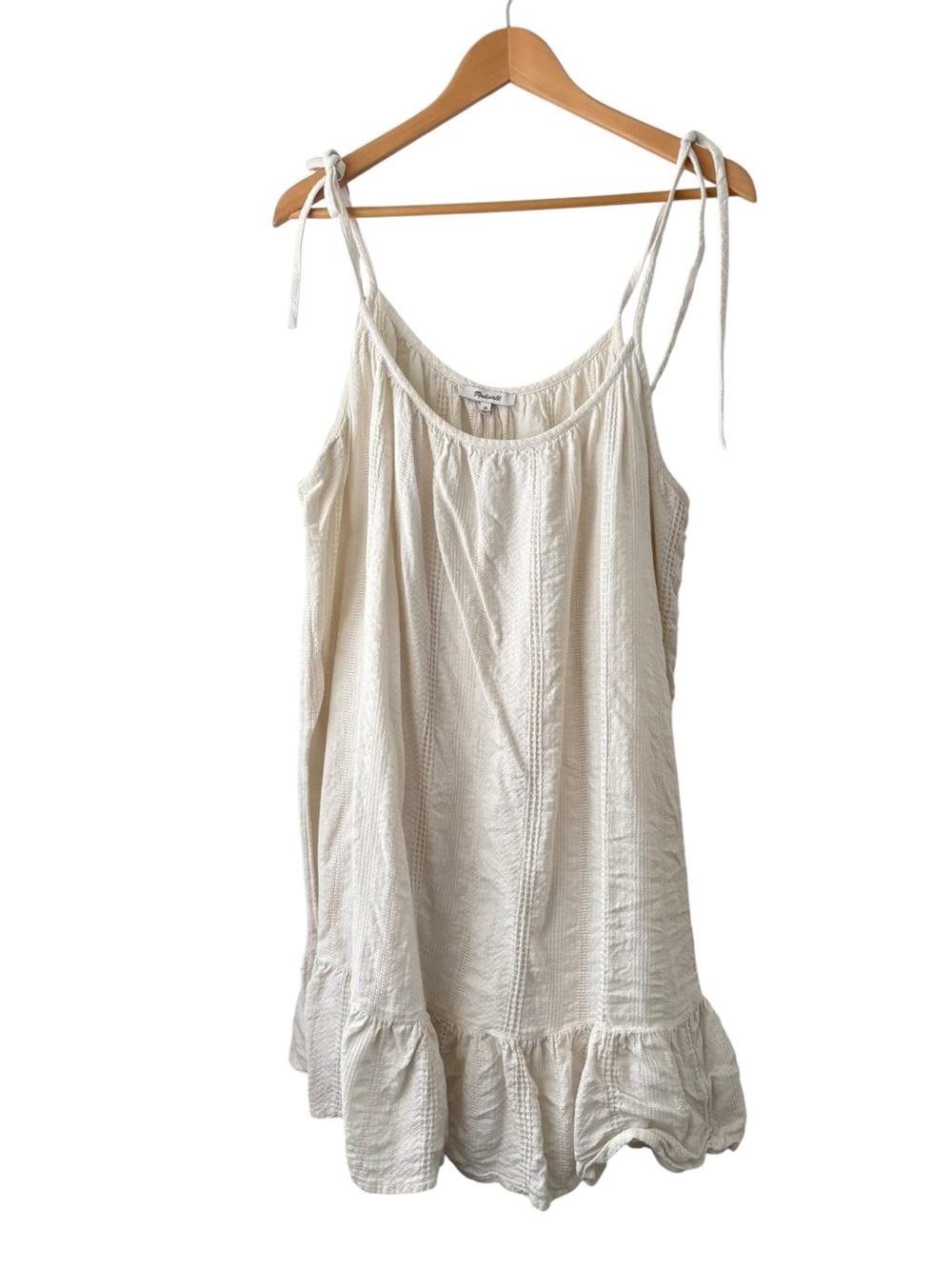Madewell Lightestspun Tie Strap Ruffle Hem Cover-Up Dress in Lighthouse - Picture 4 of 11